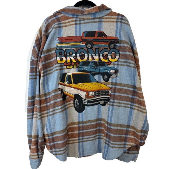 Ford Tops - Ford Official Licensed Product Size 1X Plaid Flannel Shirt Shacket Bronco B3